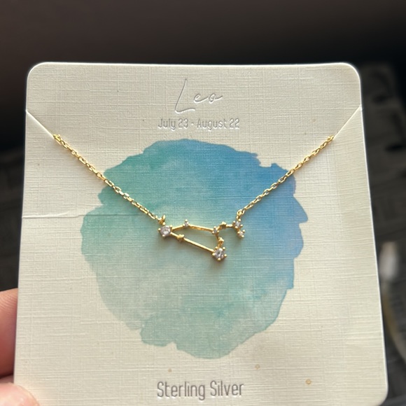 NIB Sterling Silver Gold Leo Constellation Necklace - Picture 4 of 5